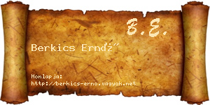 Berkics Ernő névjegykártya
